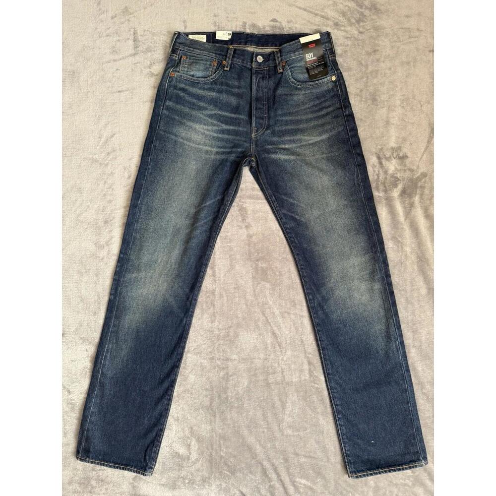 Levi's 501 Original Button Selvage Denim Straight Fit Blue Sz 32 X 34